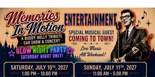 2nd Annual Memories In Motion Car Show - Buddy Holly Tribute Car Show