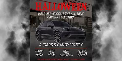 Porsche Cars & Candy: Halloween Cars & Coffee + Cayenne Electric Reveal