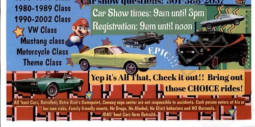 Retrofest Arkansas Retro Car show vehicles 1960-2002