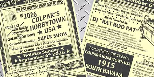 Colpar's Hobbytown USA "The Great Labor Day Extravaganza Car Show 2026"