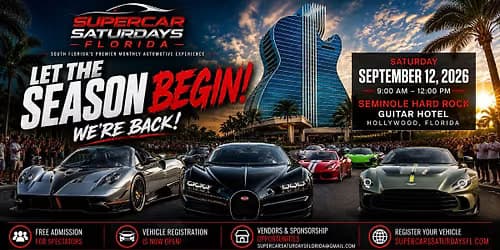 Supercar Saturdays Florida Returns on September 12th Registration is Open