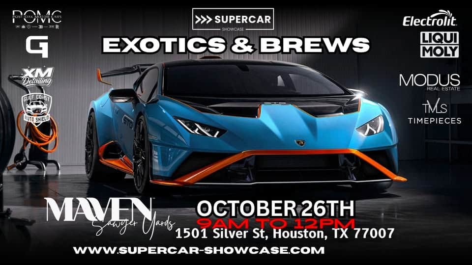 SUPERCAR SHOWCASE – Exotics & Brews Car Meet at Maven Sawyer Yards – Cars + Coffee