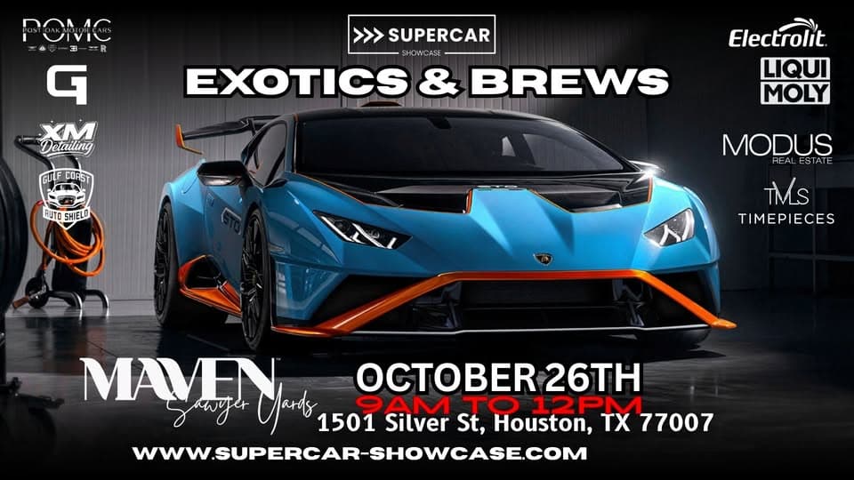 SUPERCAR SHOWCASE – Exotics & Brews Car Meet at Maven Sawyer Yards – Cars + Coffee