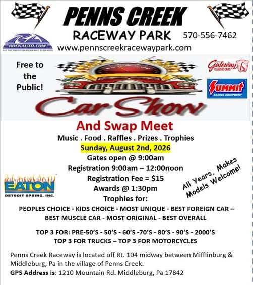 Penns Creek Raceway Park Car Show And Swap Meet