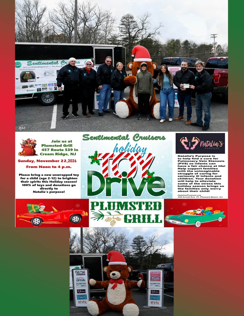 Sentimental Cruisers Car Club Holiday Toy drive Car Cruise to the Plumsted Grill