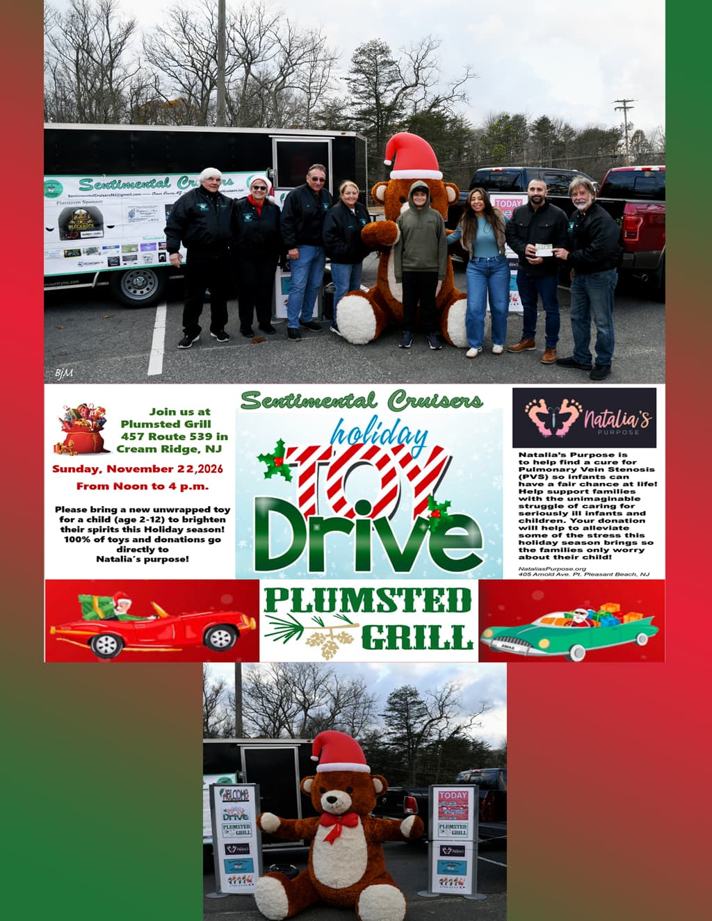 Sentimental Cruisers Car Club Holiday Toy drive Car Cruise to the Plumsted Grill