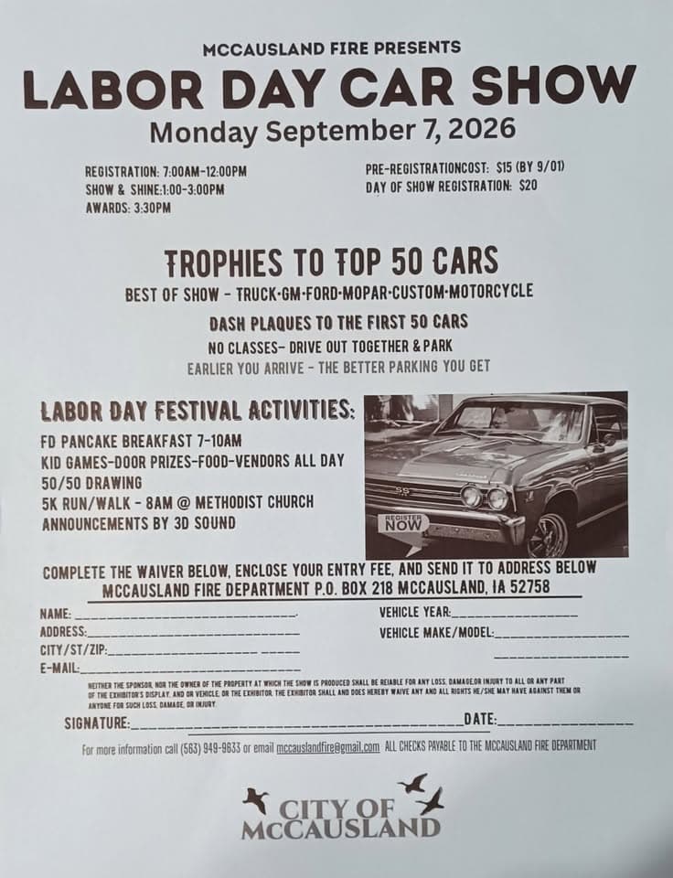 Mccausland, Ia Fire Dept Car Show