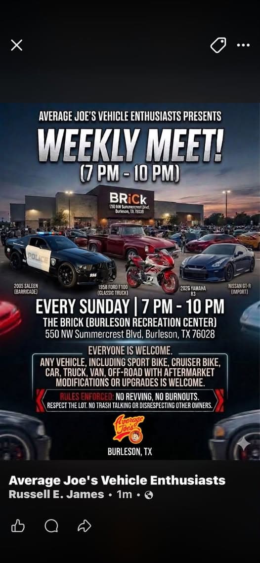 Average Joe’s Vehicle Enthusiasts Weekly Meet