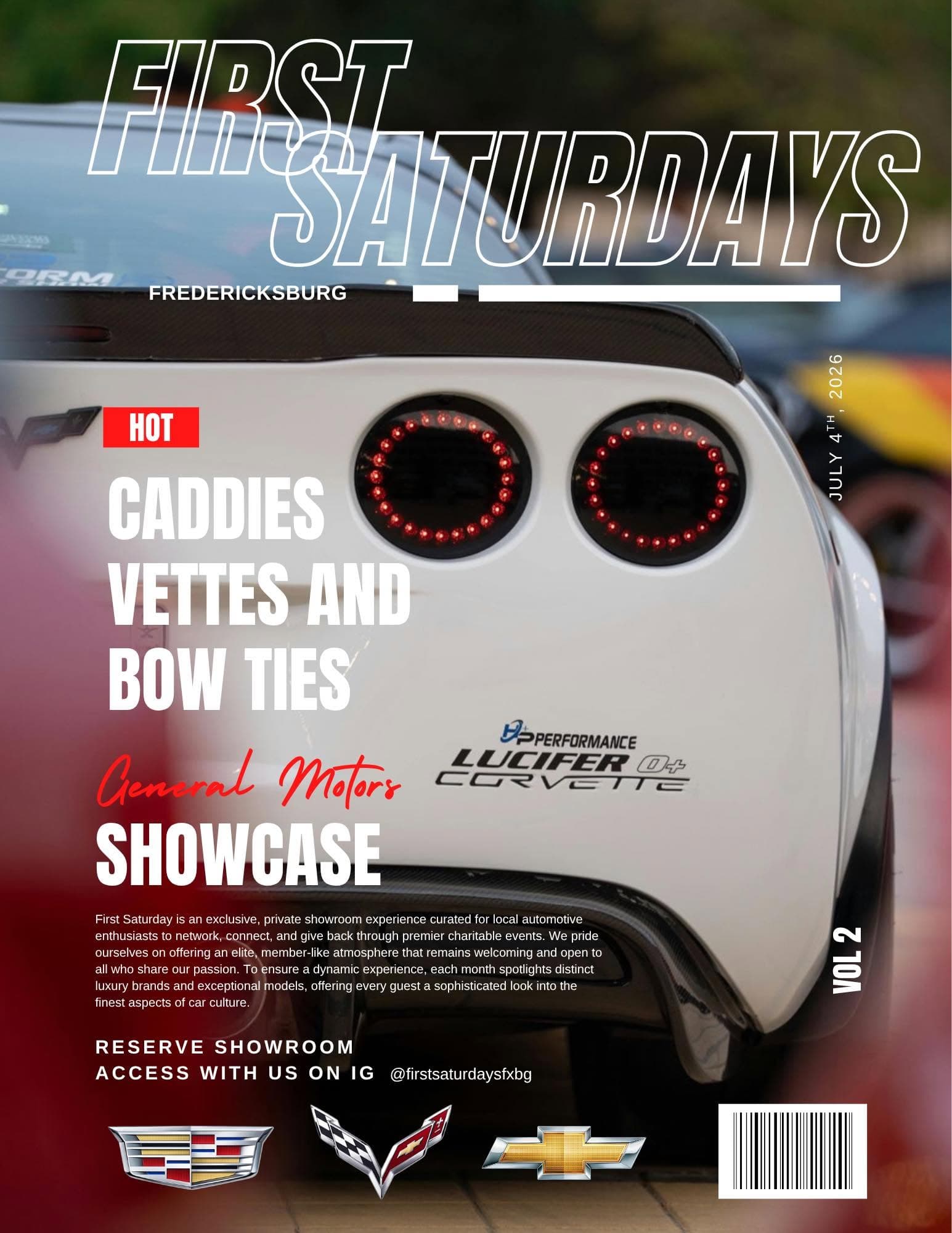 First Saturdays Fredericksburg Hot Caddies Vettes and Bow Ties General Motors Showcase