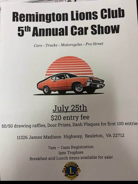 Remington Lions Club 5th Annual Car Show