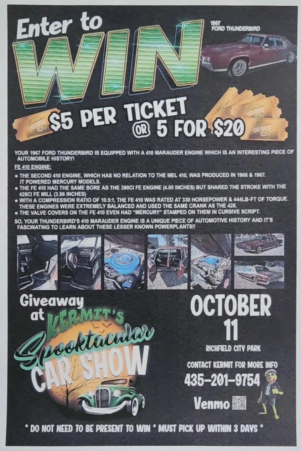 Richfield Utah - "The Original" SPOOKTACTULAR ROCKTOBER FEST Car Show, Richfield City Park, "Kermits Show" 435-201-9754