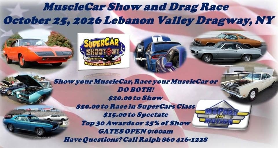 SuperCar Races and Mopars Motion Annual MuscleCar Show & Go