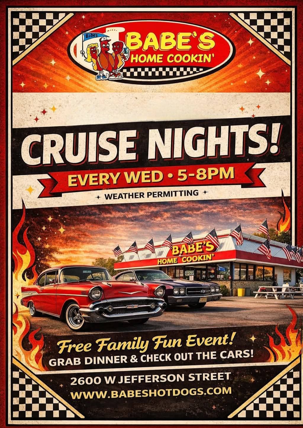 Babe’s Home Cookin’ Cruise Nights!