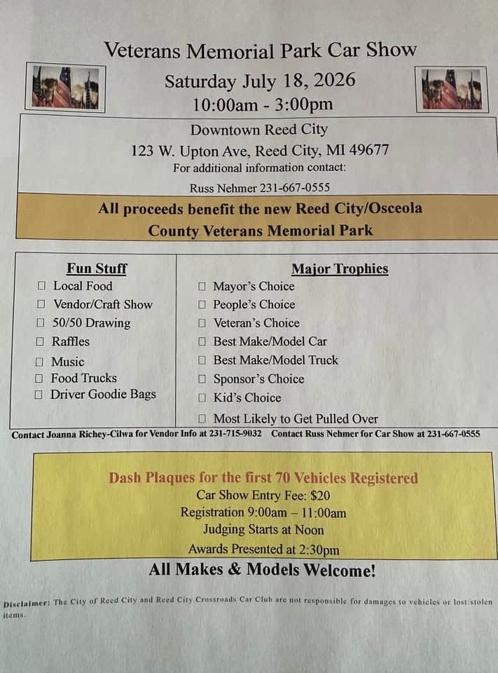 Reed City Veterans Memorial Park Car Show