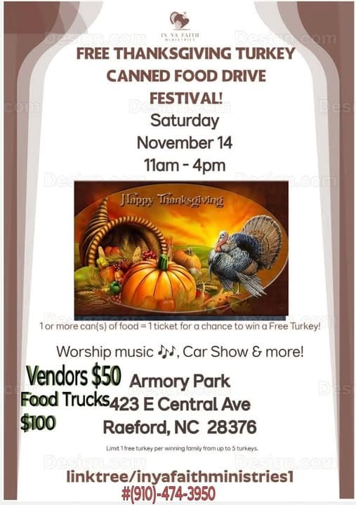 Free Thanksgiving Turkey Canned Food Drive Festival