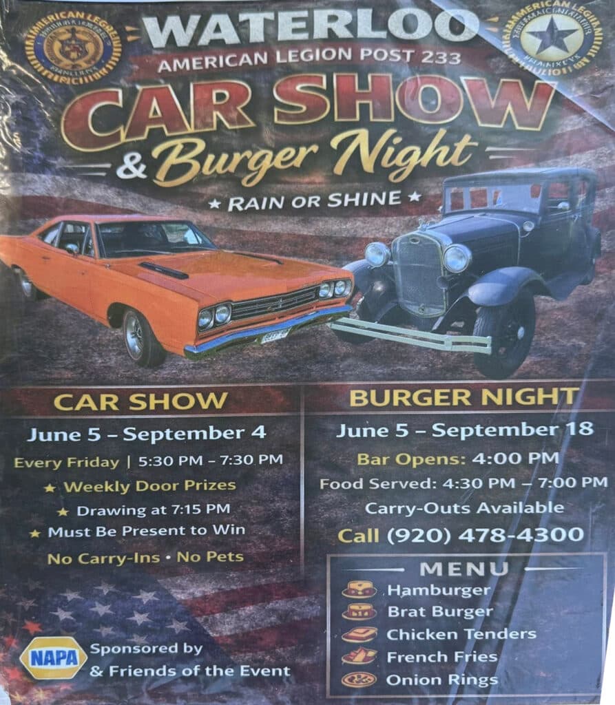 Waterloo American Legion Post 233 Car Show & Burger Night