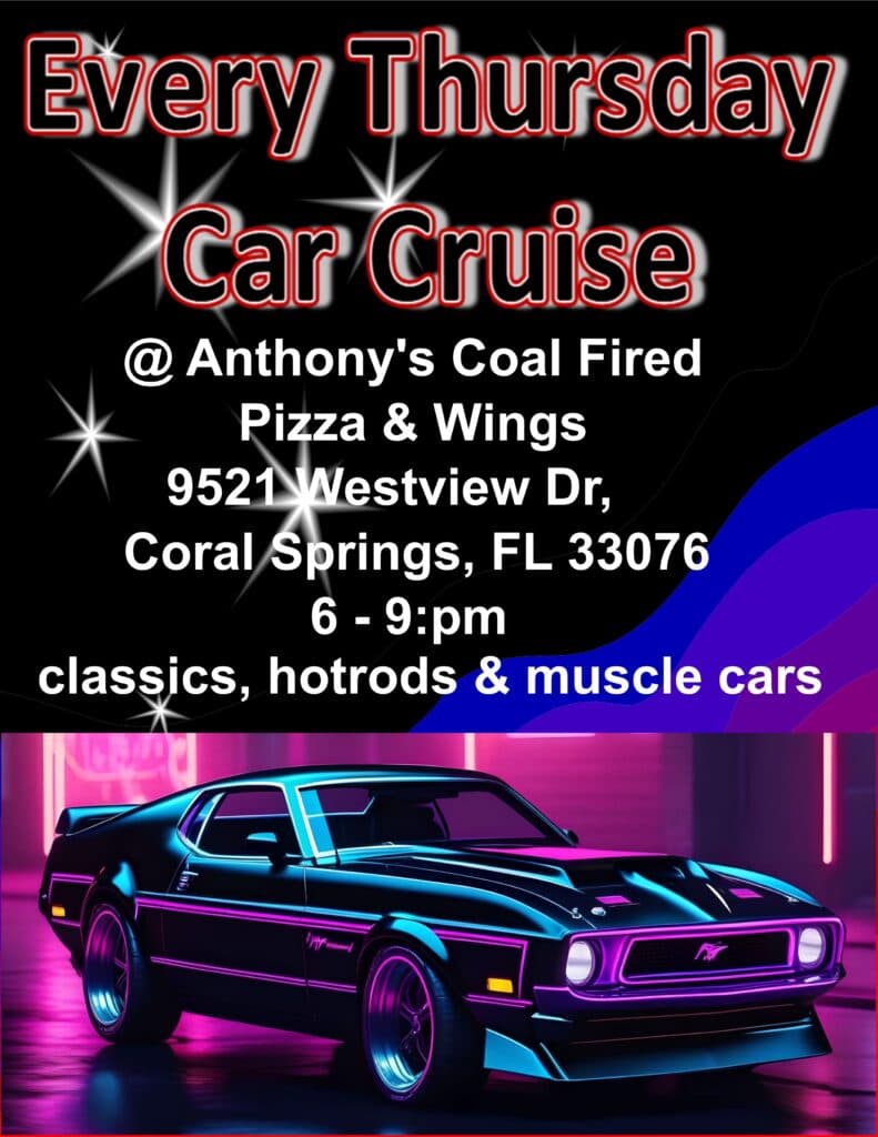 Car Cruise at Anthony’s Coal Fired Pizza & Wings