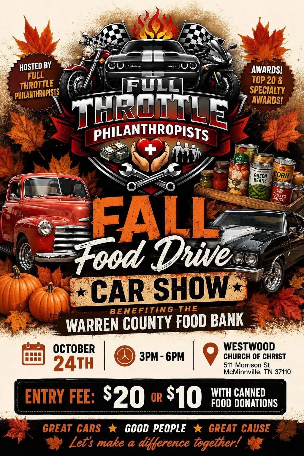 Full Throttle Philanthropists Fall Food Drive Car Show