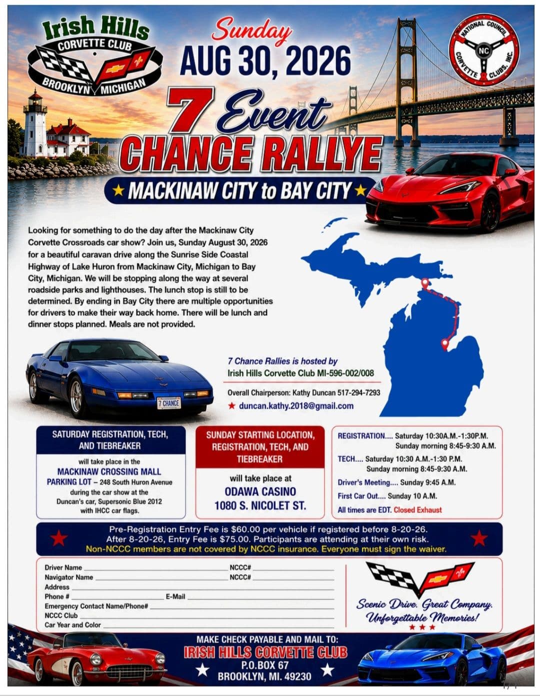 Irish Hills Corvette Club 7 Event Chance Rallye