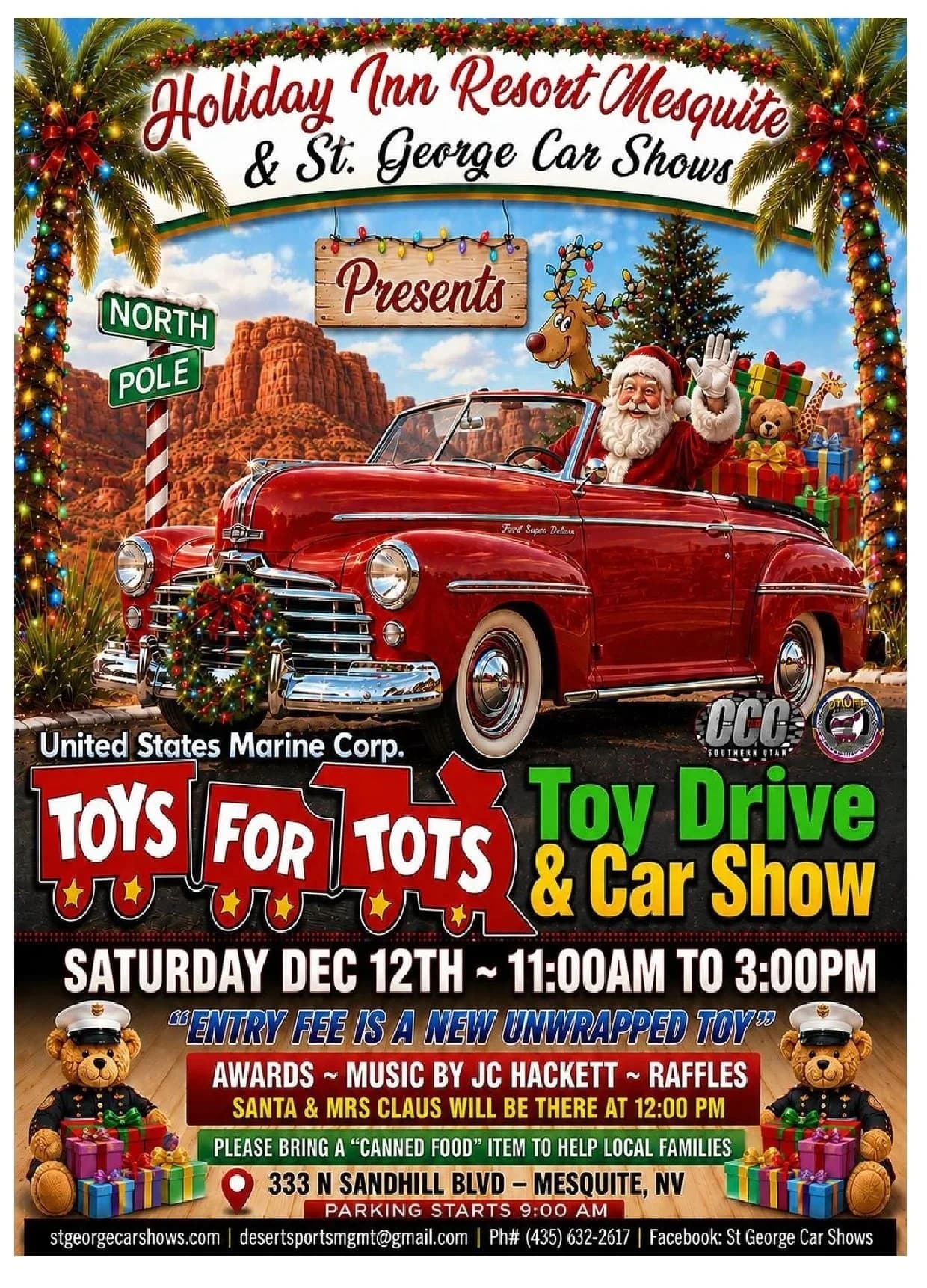 MESQUITE Nevada TOYS FOR TOTS, HOLIDAY INN RESORT, Mesquite Nevada, 333n Sandhill Blvd Darren 435-623-2617 or Shane 435-619-9770