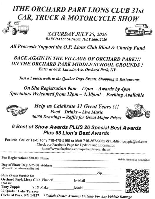 Orchard Park Lions Club 31st Car Truck & Motorcycle Show