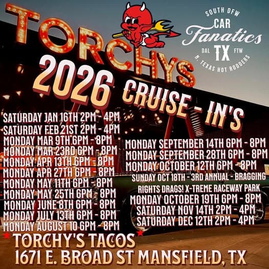 South DFW Car Fanatics – Torchy’s Hot Rod Cruise-In