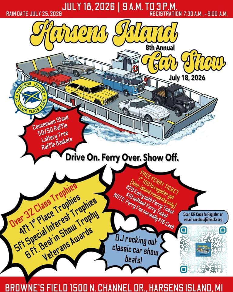 Harsens Island 8th Annual Car Show sponsored by HISCFA