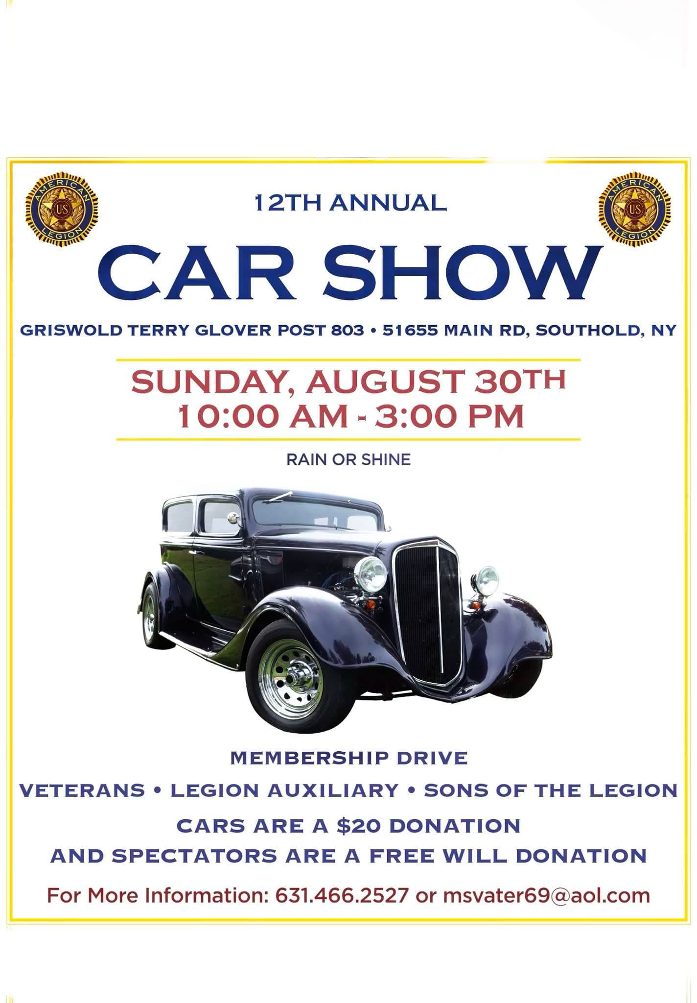 Griswold Terry Glover Post 803 12th Annual Car Show