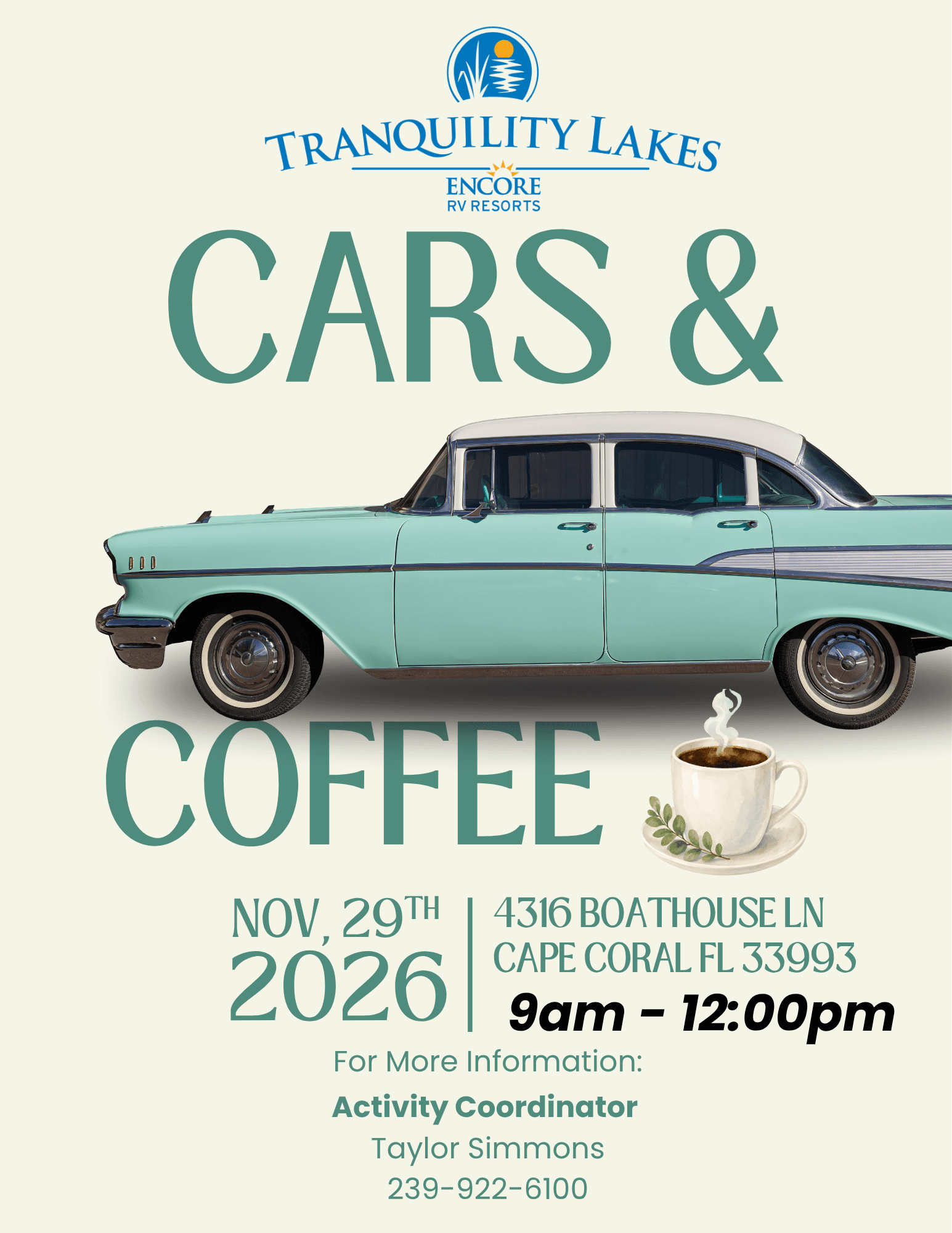 Cars And Coffee At Tranquility Lakes