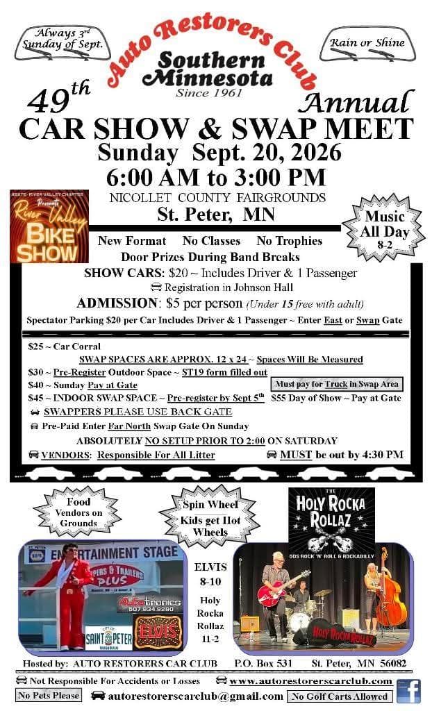 Auto Restorers Club Southern Minnesota 49th Annual Car Show & Swap Meet
