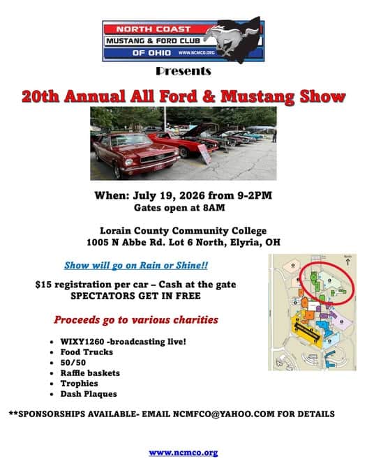 North Coast Mustang & Ford Club Presents 20th Annual All Ford & Mustang Show