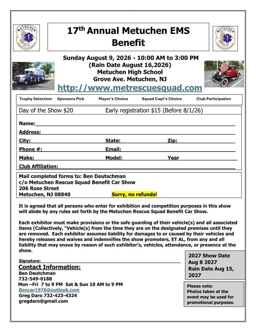 17th Annual Metuchen Ems Benefit