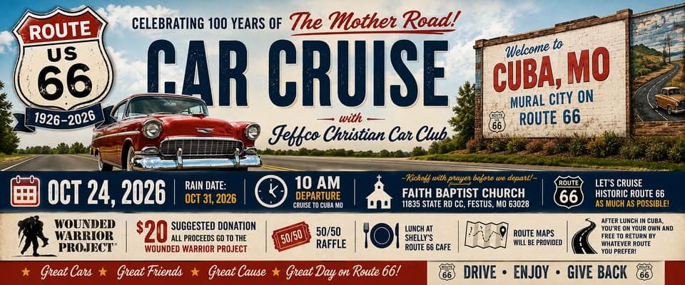 Route 66 Car Cruise with Jeffco Christian Car Club