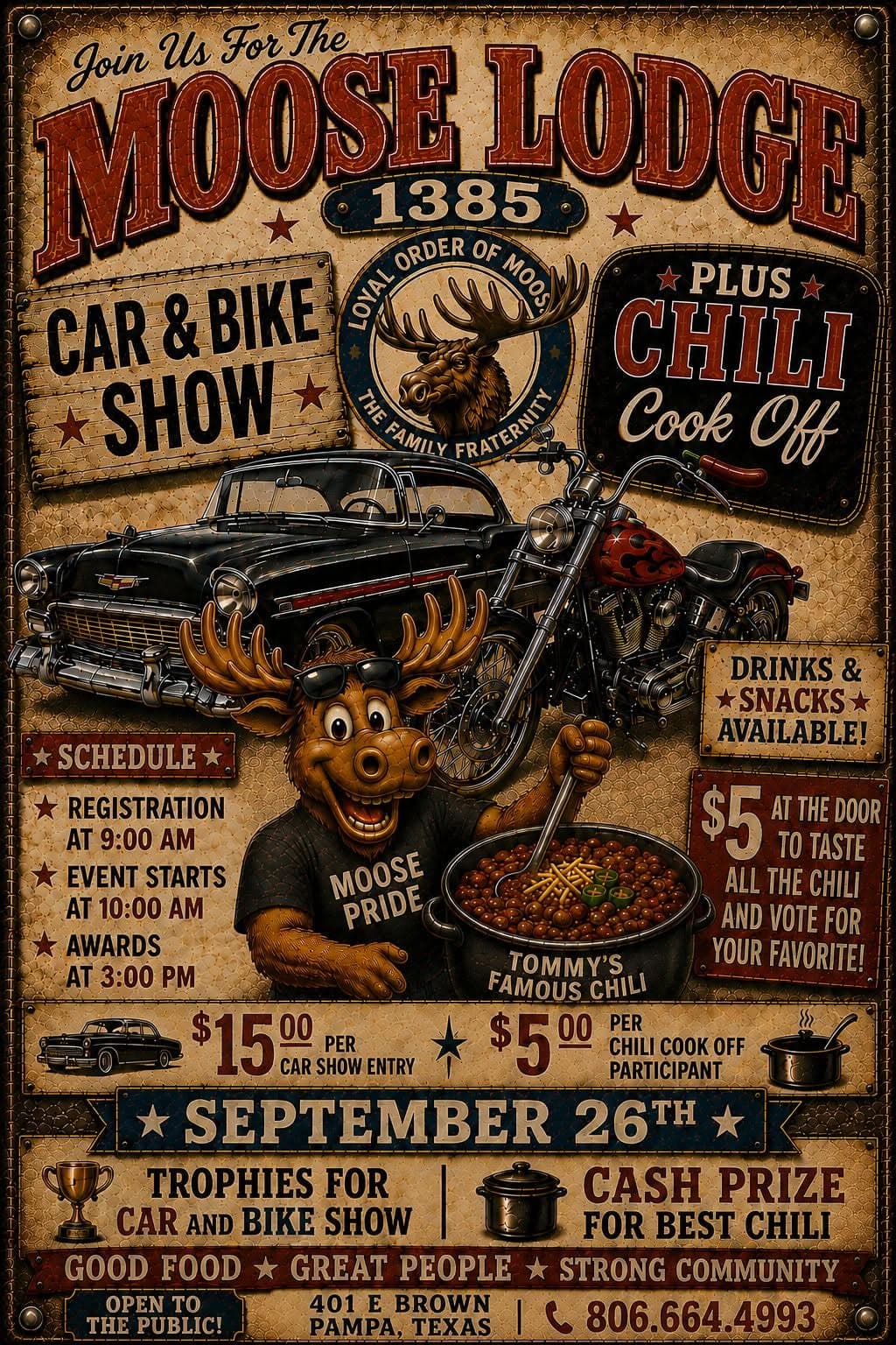 Moose Lodge Car & Bike Show Plus Chili Cook Off