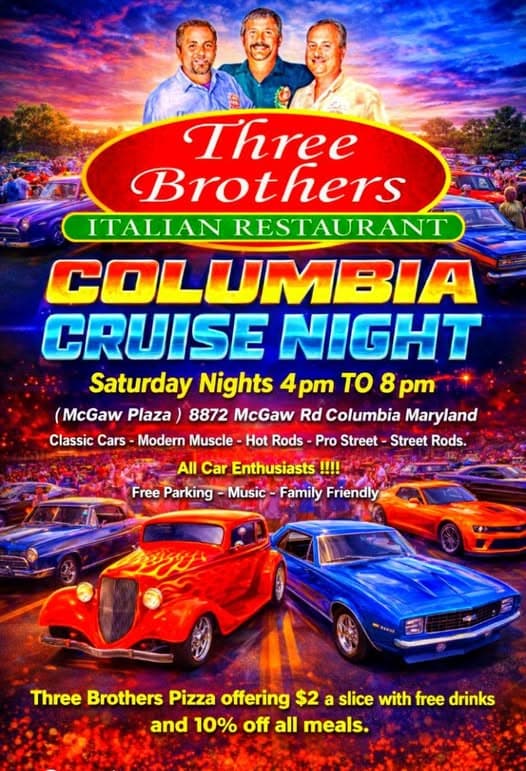 Three Brothers Italian Restaurant Columbia Cruise Night