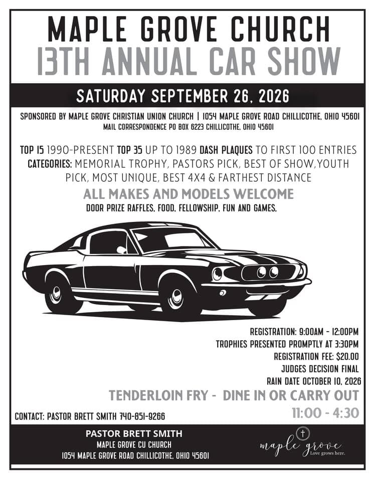 MAPLE GROVE CHURCH 13TH ANNUAL CAR SHOW