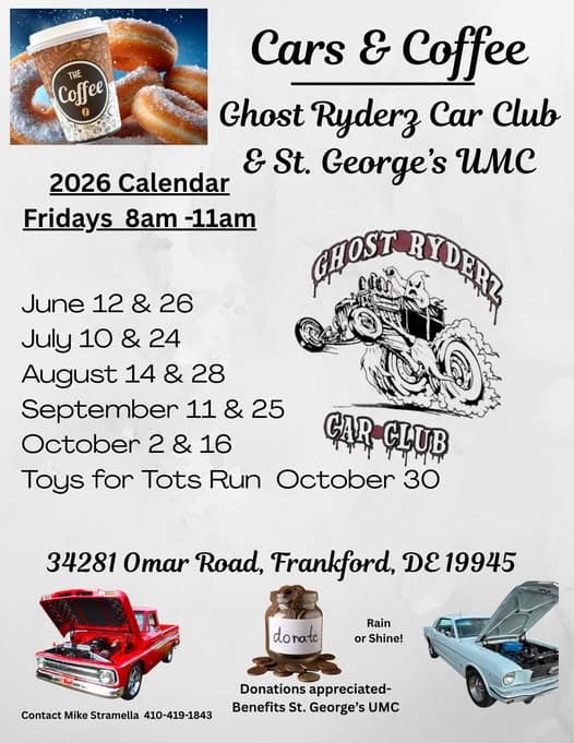 Cars & Coffee Ghost Ryderz Car Club & St. George’s UMC