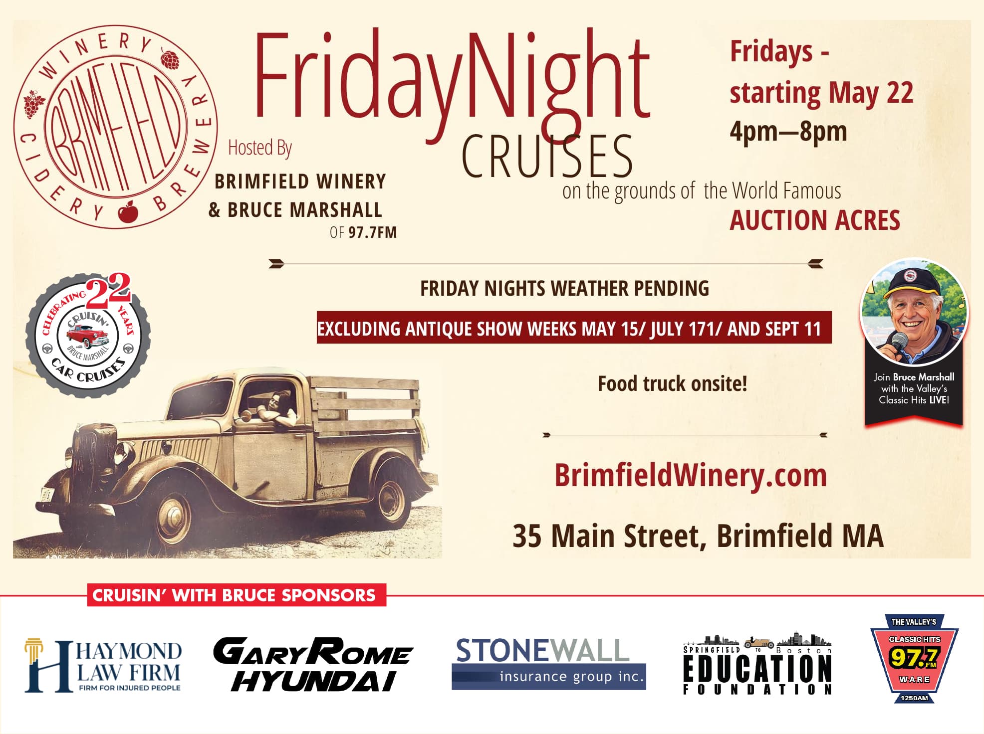 Brimfield Winery and Bruce Marshall Friday Night Cruises