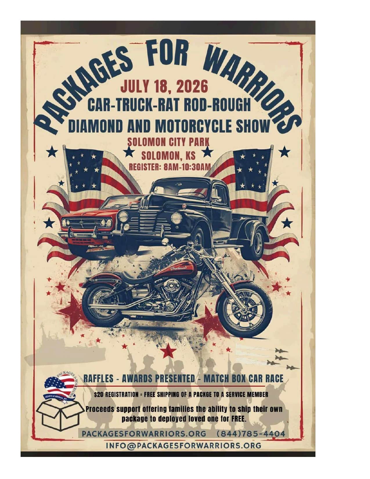 Packages for Warriors Car, Truck, Rat Rod, Rough Diamond, And Motorcycle Show
