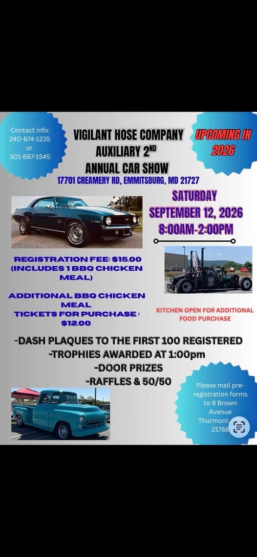 Vigilant Hose Company Auxiliary 2nd Annual Car Show
