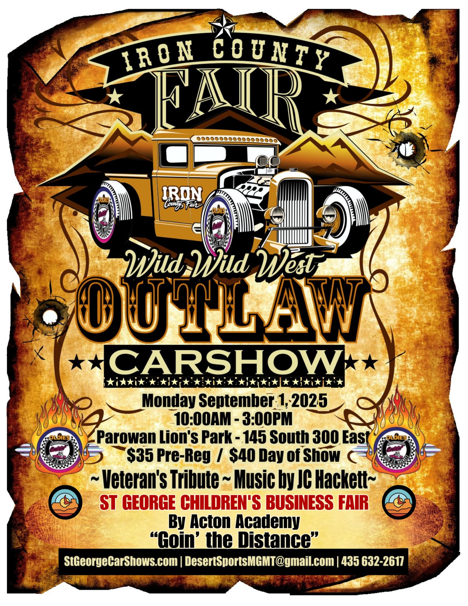 Iron County Fair CAR SHOW, *Moved to the Fairgrounds* just East of Parowan Lions Park, 145s 300 east, 10a - 3p 435-632-2617 Darren