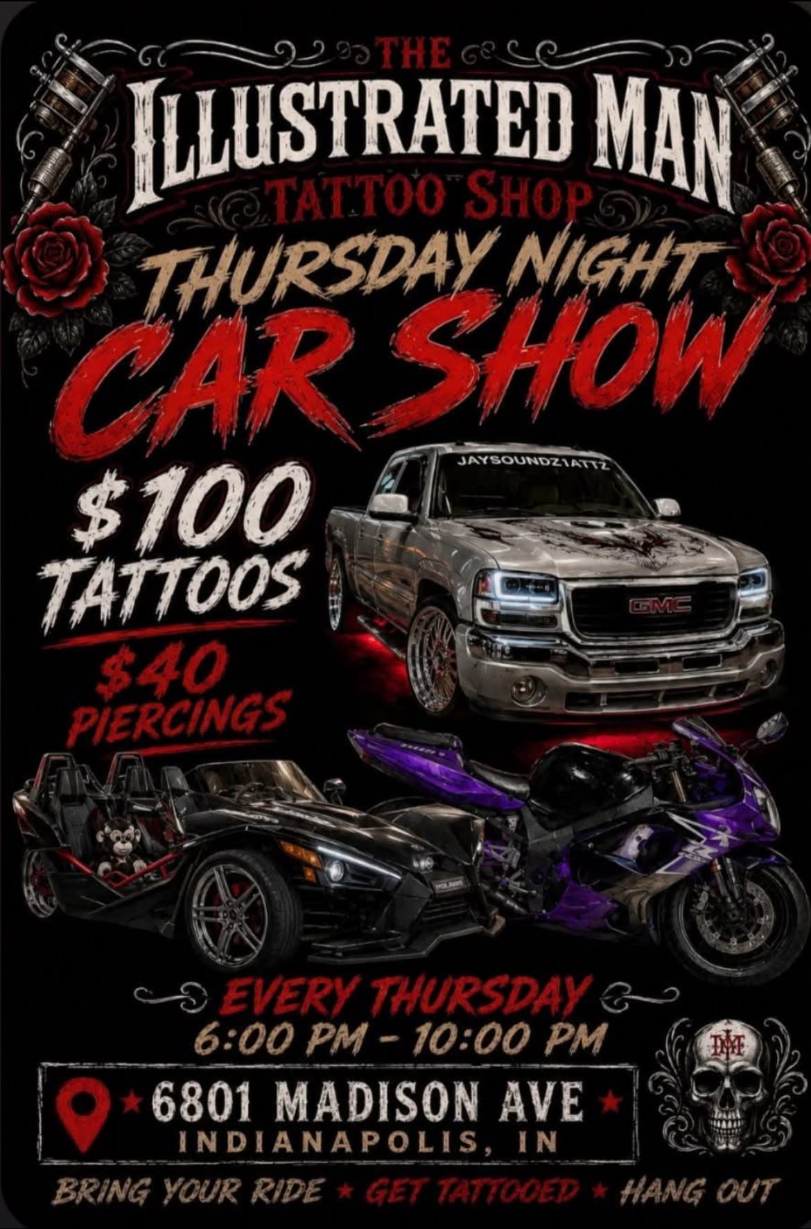 The Illustrated Man Tattoo Shop Thursday Night Car Show