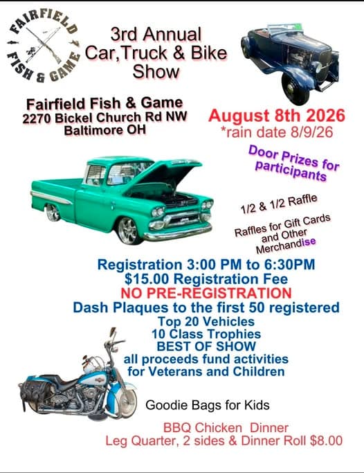 Fairfield Fish & Game 3rd Annual Car, Truck & Bike Show