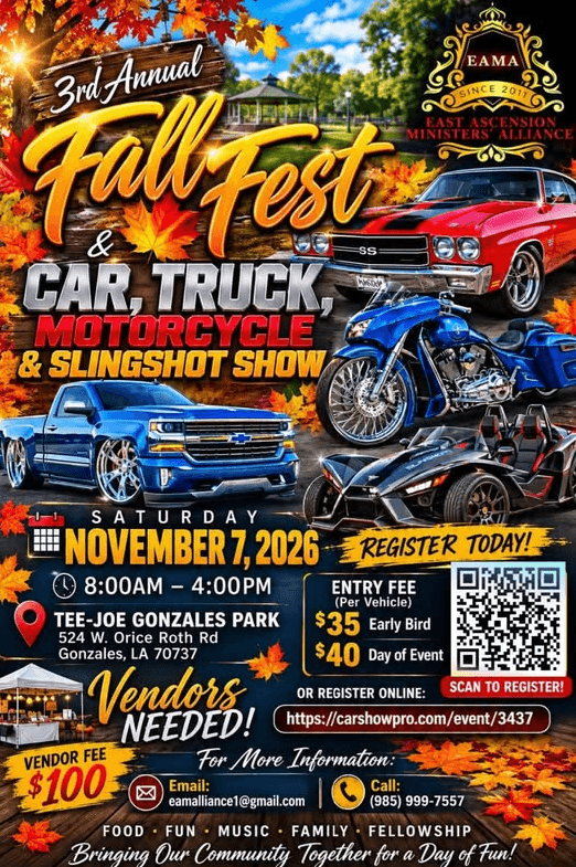 3rd Annual Fall Fest Car, Truck, Motorcycle & Slingshot Show
