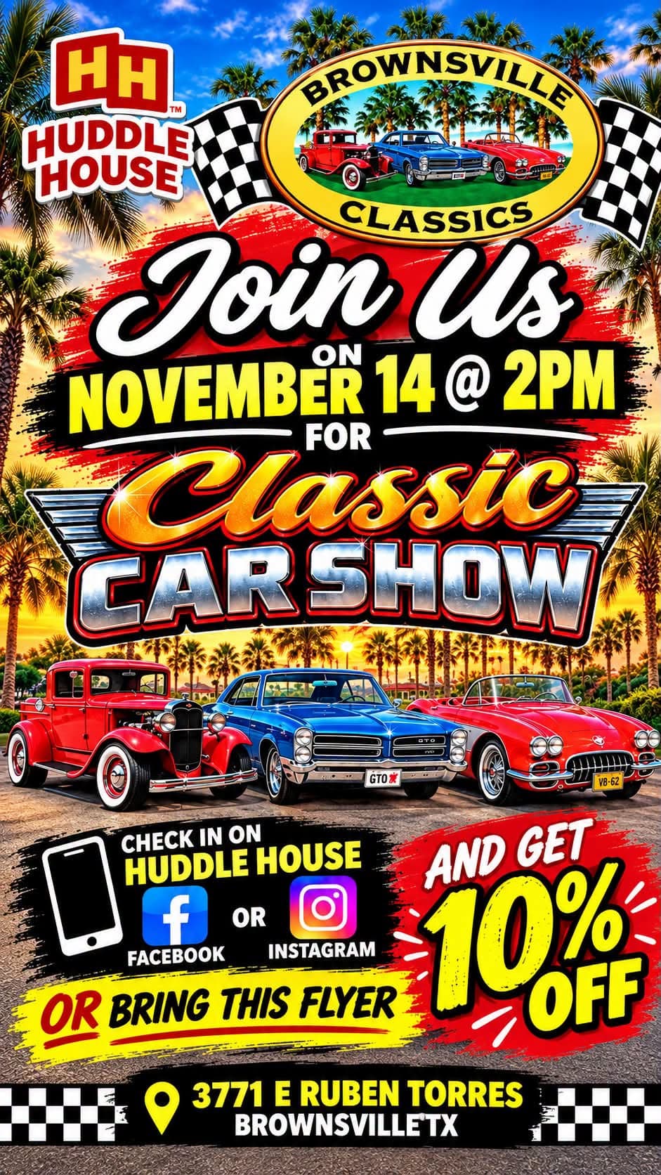 Brownsville Classics Classic Car Show at Huddle House