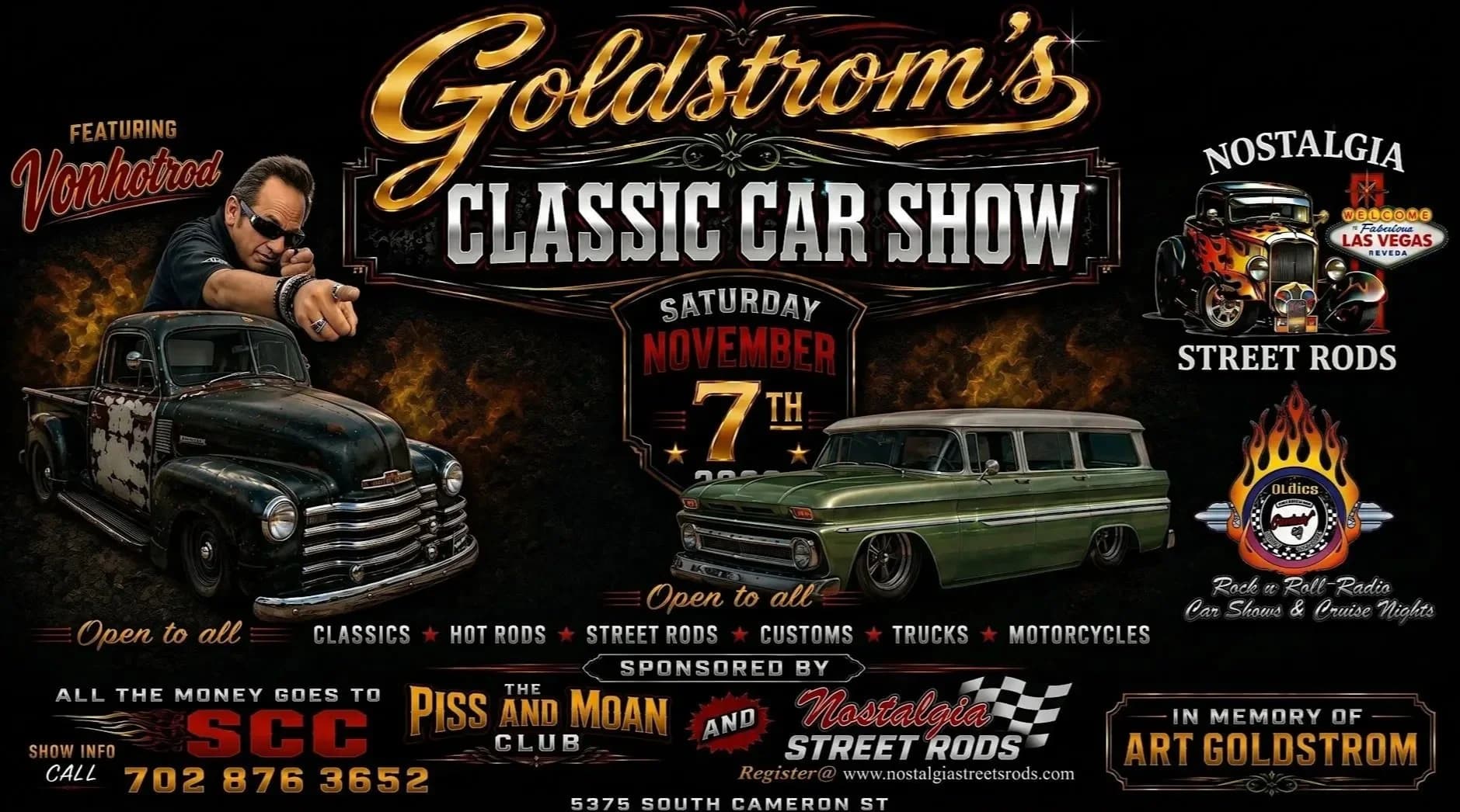 ART GOLDSTROMS 3rd MEMORIAL Car Show. 5375 Cameron St. Las Vegas 702-876-3652, Vegas Baby, VEGAS!