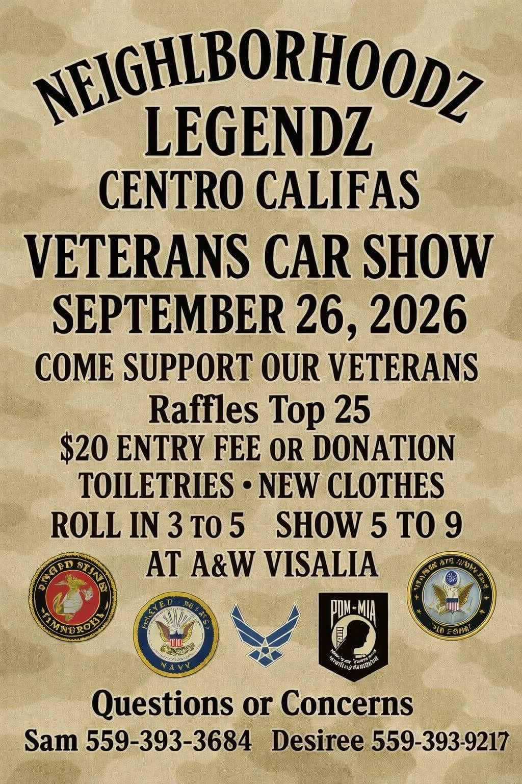 Neighlborhoodz Legendz Centro Califas Veterans Car Show