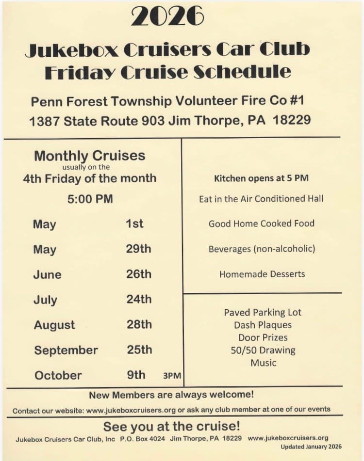 Jukebox Cruisers Car Club Friday Cruise
