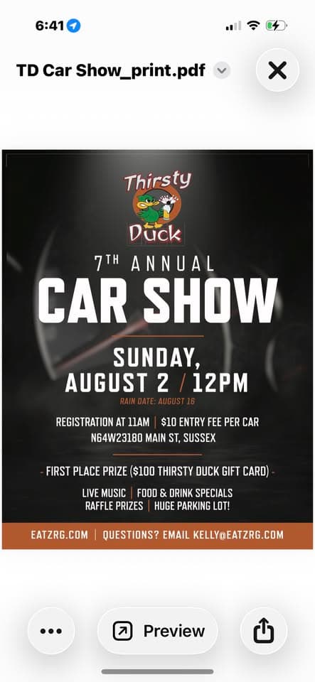 7th Annual Car Show at Thirsty Duck
