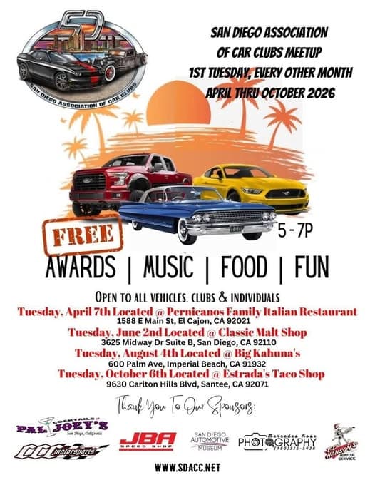 San Diego Association of Car Clubs Meetup